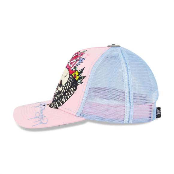 NEW ED HARDY rhinestone cobra hat in pink/sky - Picture 2 of 2